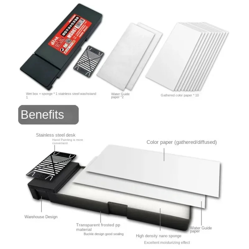 Water-based Paint Set Hand-painting Wet Palette Pigment Toning Moisturizing Box Coloring Tool for Hobby DIY Art Craft