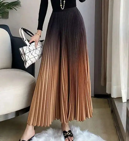 DEAT Women Gradient Color Skirt Elastic Waist Autumn 2024 New Loose Casual Versatile Fashion Tide Elegant Female 15KB594