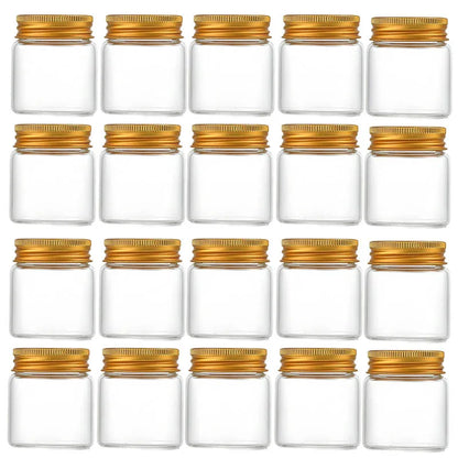 20Pcs 50ml Small Glass Jars With Aluminum Lids Medicines Can Food Sealed Container Candy Packing Jar Household Kitchen Bottles