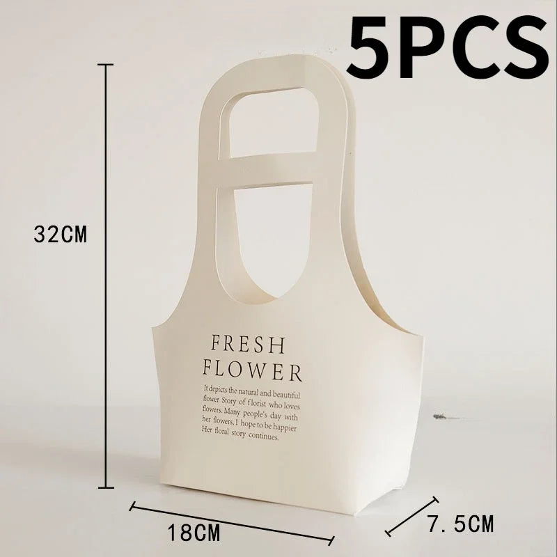 5PCS Holiday Letter Flower Tote Bag Kraft Material Briefcase Tote English Flower Shop Flower Gift Bags