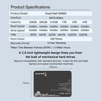 SSD Drive Internal 2.5 Hard Disk 120GB 240GB 1TB 512GB 128GB 256GB HD SATA 4TB SSD Internal Hard Drive for Laptop PC Great Wall