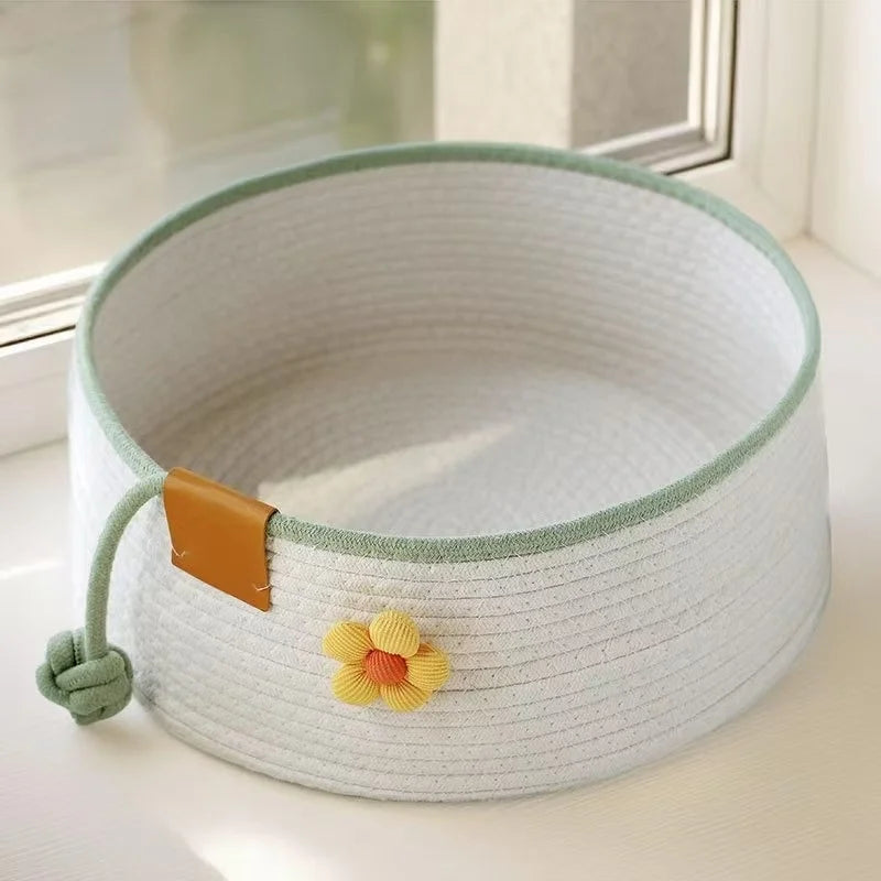 Four season universal cat nest with ball, cotton rope, woven pet nest, round, scratch resistant pet supplies