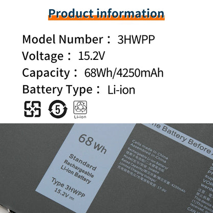 BVBH 3HWPP Laptop Battery for Dell 5401/5410/5411 Latitude 5501 Precision 3541/3551 1VY7F/N2NLL with Installation Tool