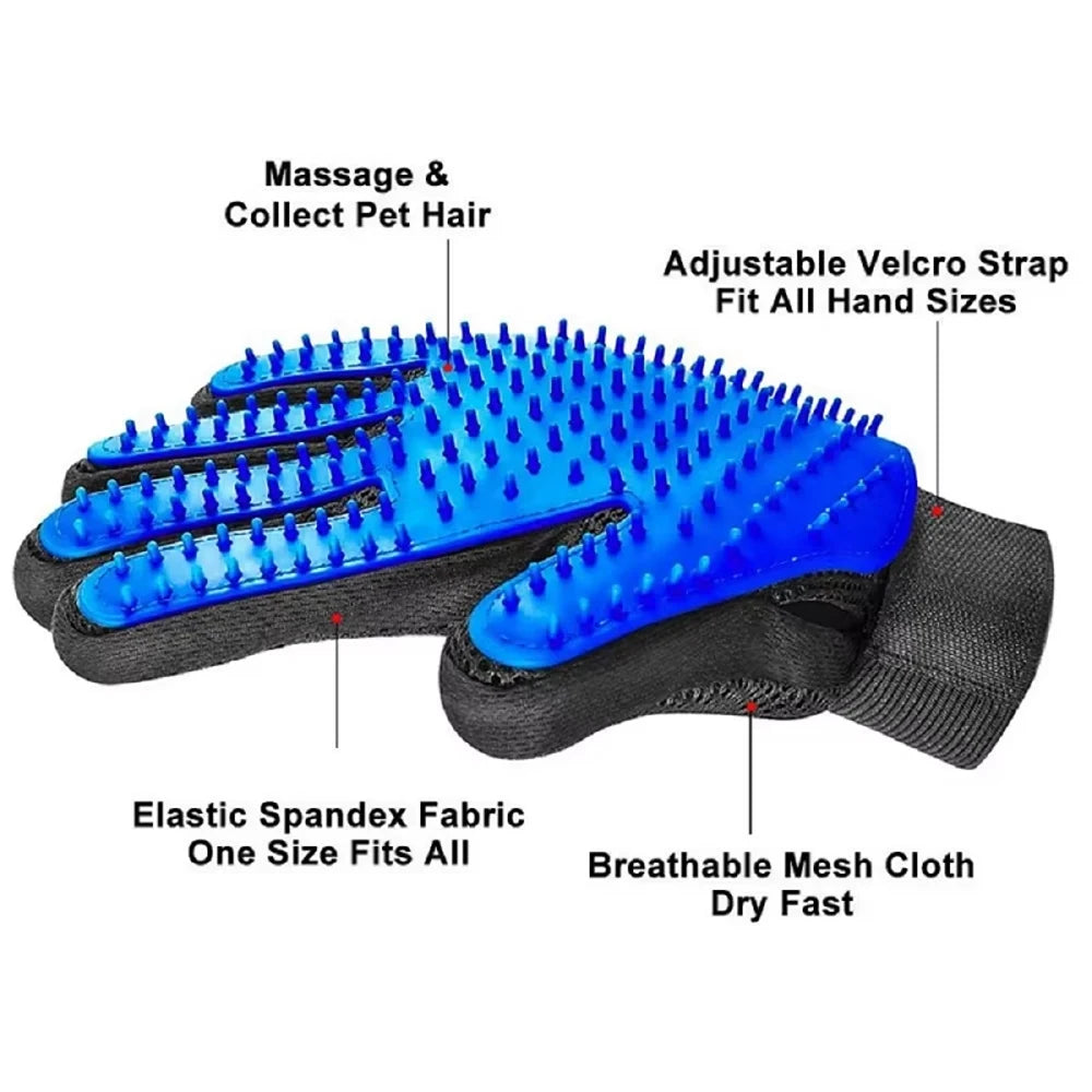 Pet Grooming Gloves Set for Dogs Cats Silicone Massage Hair Removal Deshedding Bathing Bonding Massage Glove Hair Remove Brush