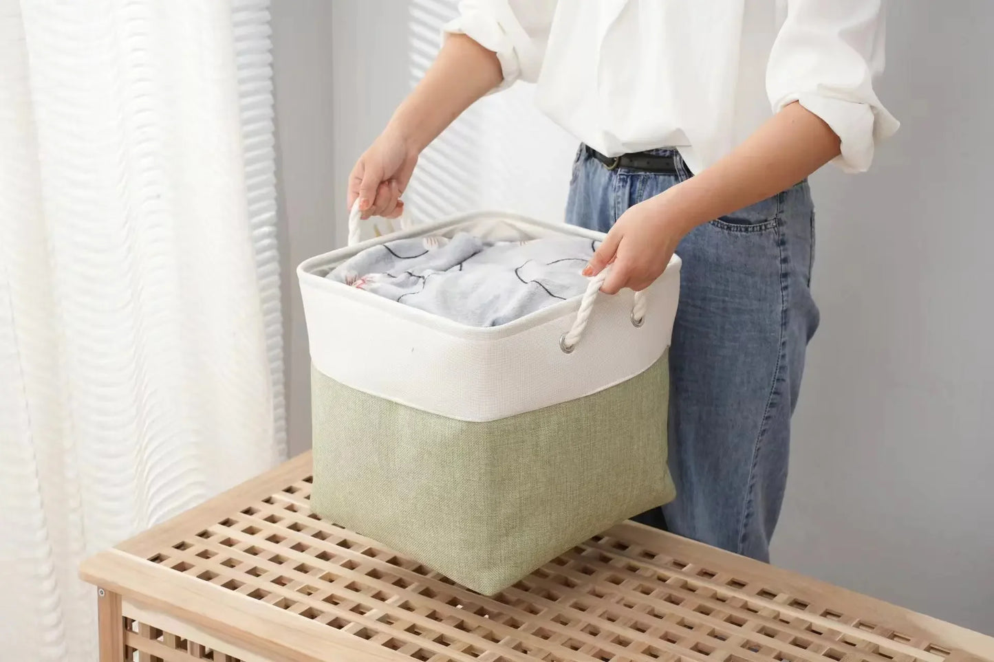 Storage Bin Multifunctional Organizer Basket for Toys and Daily Supplies in Bedroom and Living Room