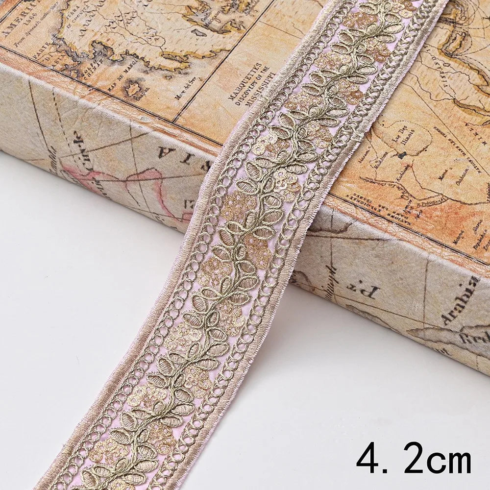 Lace Trim DIY Garment Accessories, Embroidery Fabric Ribbon, 1 Yard