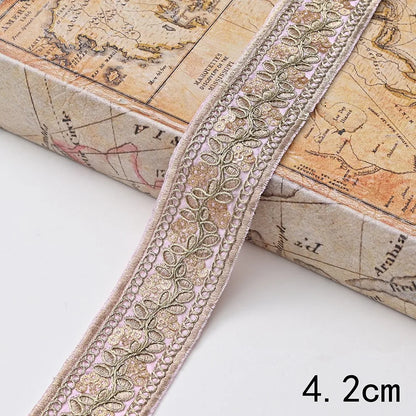 Lace Trim DIY Garment Accessories, Embroidery Fabric Ribbon, 1 Yard