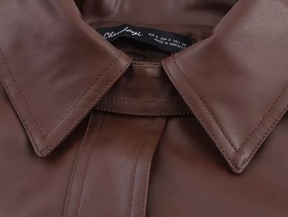 KONDALA Women Stylish Imitation Leather Short Trench Coat With Belt 2025 New Spring Fall Fashion Commuter High Street Jacket