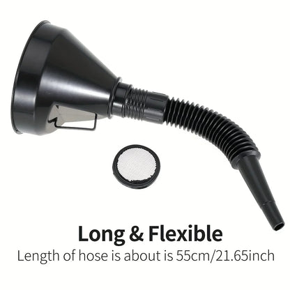 Refueling funnel with filter for automobiles, motorcycles, and transmissions. Oil and water funnel with filter