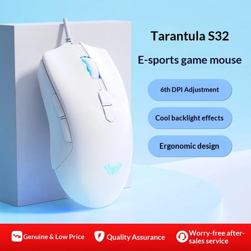 Gaming Mouse S32 Wired Ergonomic Design Rgb Backlit Universal For Laptop Desktop Pc Office Computer Peripheral