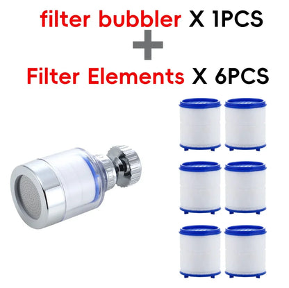 1Set Faucet Water Filter 360 Degree Rotating Filter Elements Water Purifier Set Heavy Metals Filtered Tools PP Cotton Filtration