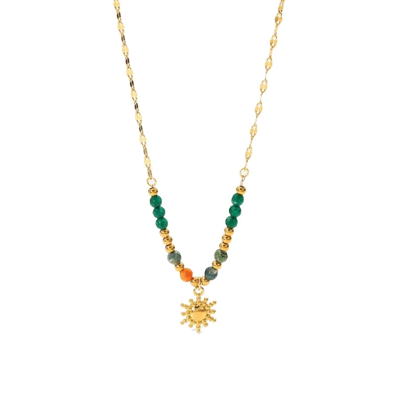 2023 New Fashion Metal Chain Necklace Vibrant Colored Beads Necklace Necklace