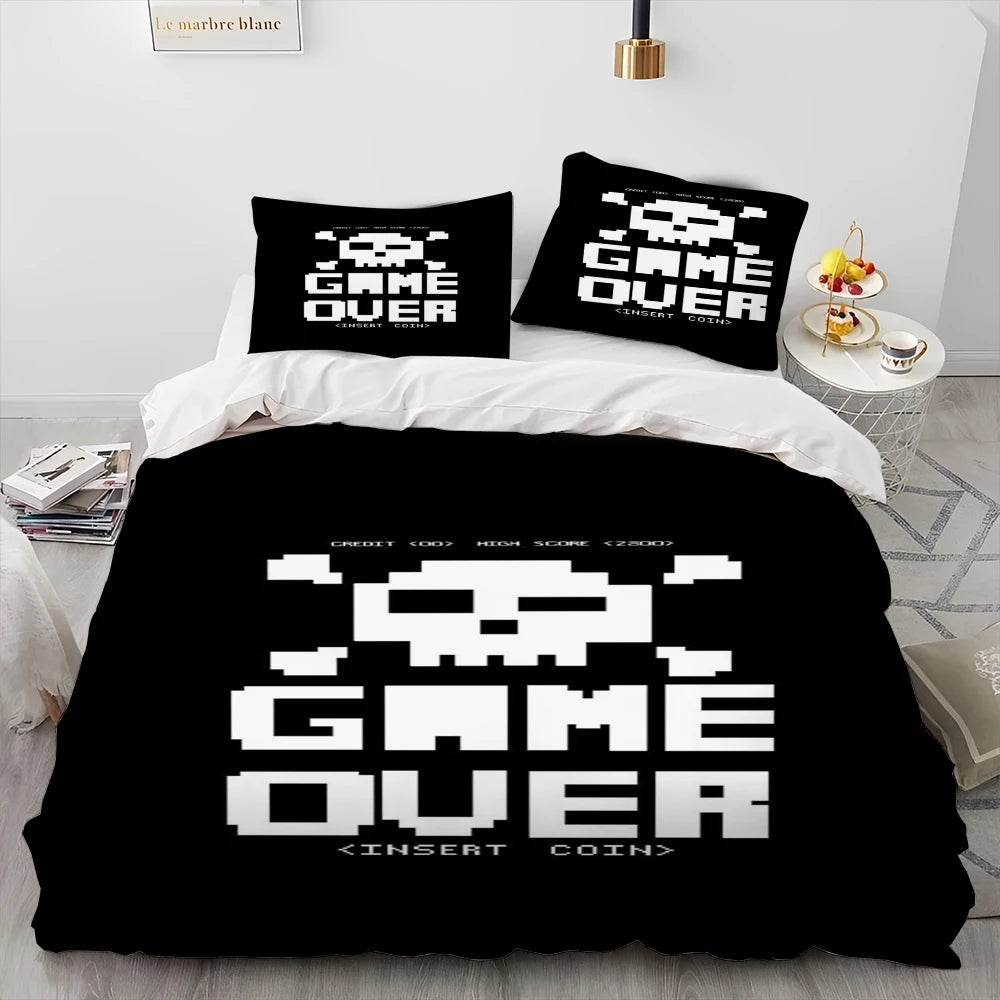 Cartoon Gamer Game Controller Comforter Bedding Set,Duvet Cover Bed Set Quilt Cover Pillowcase,King Queen Size Bedding Set Child