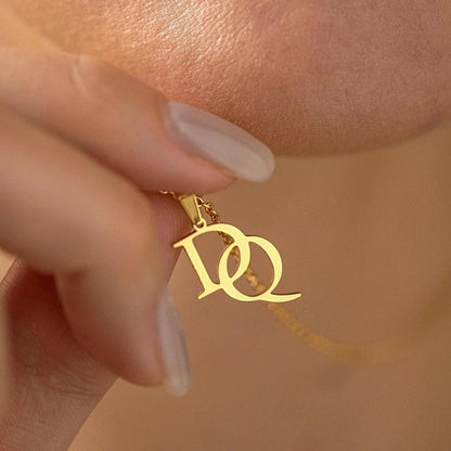 Personalized double letter necklace, customized first letter necklace, couple necklace, double letter necklace, logo  necklace