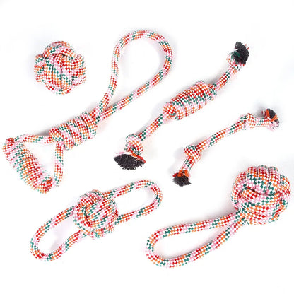 Pet Dog Chew Toys for Large Small Dogs Toy Interactive Cotton Rope Puppy Teething Toys Ball for Dogs Toothbrush Chew Toy Set