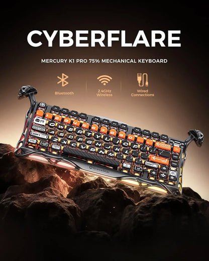 GravaStar Mercury K1 Pro Wireless Mechanical Gaming Keyboard, 75% Layout RGB Custom Keyboard E-sports, gaming keyboard