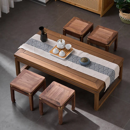 Solid Walnut Wood Small Square Footstool Minimalist Step Stool for Kids Entryway Shoe Bench Home Living Room Decor