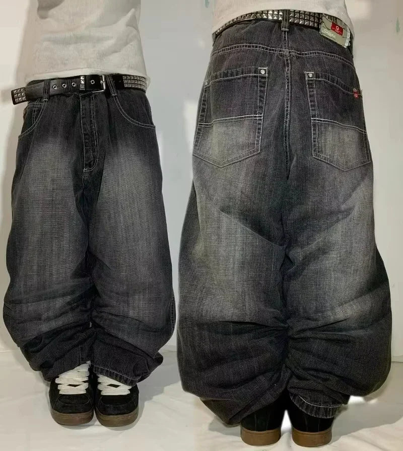 American New Fashion Old Washed Loose Jeans Women Y2K Hip Hop Harajuku Casual Joker Gothic High-waisted Wide-leg Trousers