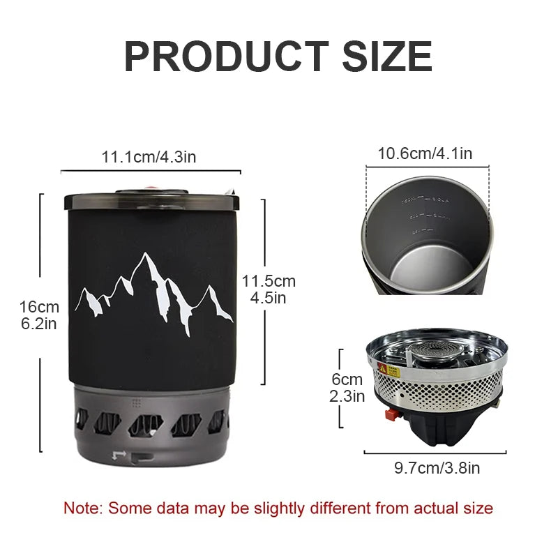 0.9L Camping Stove System Portable Cooking Burner Outdoor Propane Cooking System for Hiking Beach Picnic Trekking Emergency Use