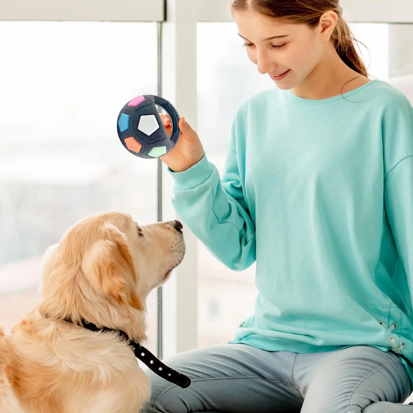 New football tennis ball shaped pet dog toys durable teething relief to accompany outdoor training squeak toys