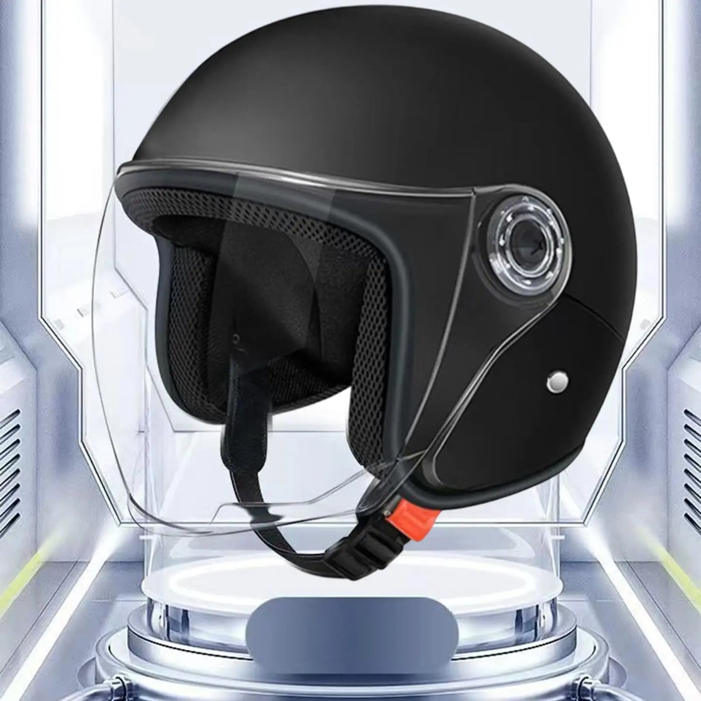 Large Motorcycle Helmet Half Face Moped Helmet Protective Gear With Visor For Women Men Adventure Outdoor Riding Scooter