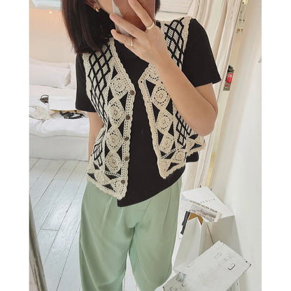 2022 Oem Woman Spring Summer Superimposed Knit Sweaters Vests Y2k Waistcoat Sleeveless Clothes New Vintage Crop Tops Cardigan