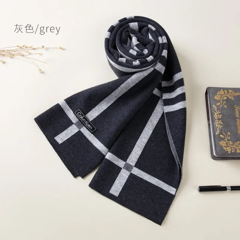 High Quality Wool Men Scarf Autumn Winter Classic Business Thermal Muffler Male Soft Korean Version Long Thick Warm Shawl No Box