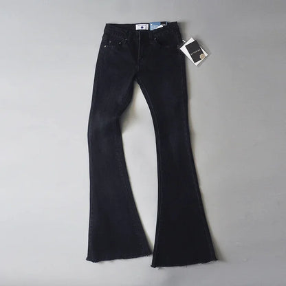 TARUXY Retro Low Waist Blue Jeans For Women 2025 Bodycon Flared Pants Ladies Basic Slim Fit Summer Street Casual Jeans Woman