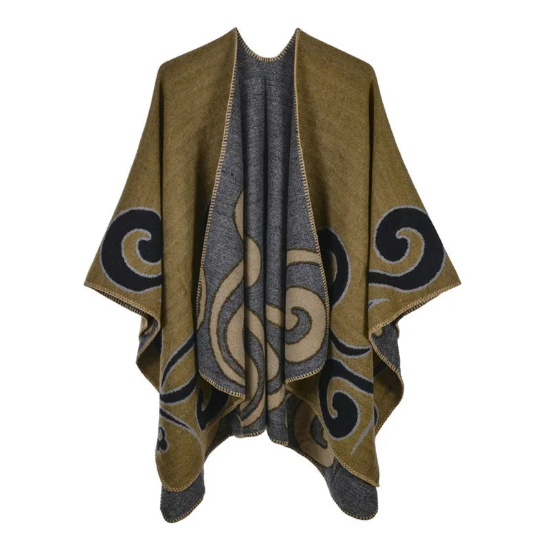 Winter Fashion Poncho Women Capes Scarf Imitation Cashmere Ladies Scarves Warm Shawls Wraps Woman Ponchos Bufanda Mujer Foulard