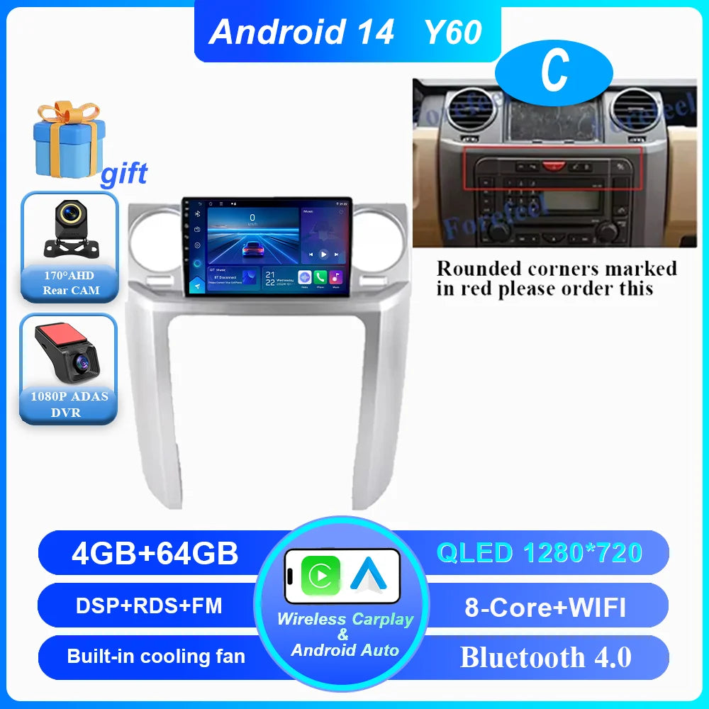 Car Android 16 GPS Navigation For Land Rover Discovery 3 2004 -2009 Auto Radio Stereo Multimidia Video Player Carplay NO 2DIN 4G