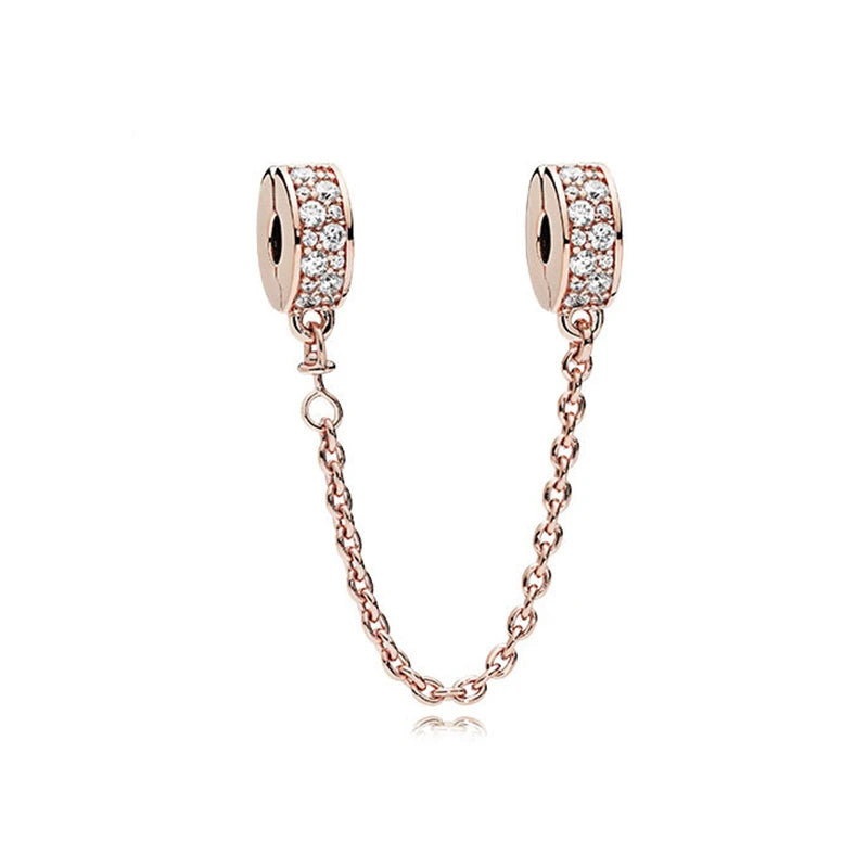 Rose Gold Plated Charms for Bracelet DIY Jewelry Making Heart Flower Strawberry Butterfly Paw Print CZ Pendant Beads Women Gift