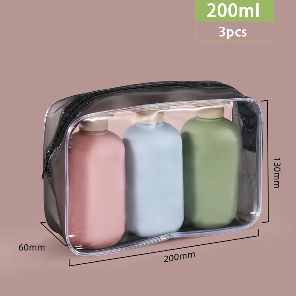 3pcs 100ml/200ml Plastic Travel Shampoo Bottles Clear Blue Shampoo Lotion Shower Gel Foam Pump Bottles