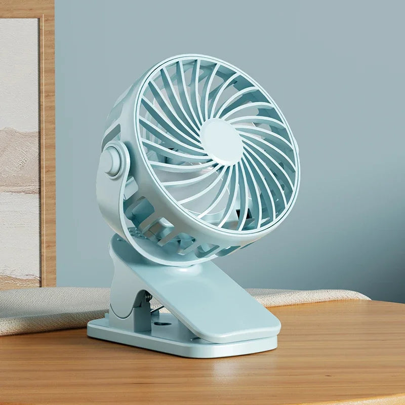 Portable USB Rechargeable Fan, Silent Strong Airflow Desktop Clip Fan, Mini Personal Fan for Student Dormitory Car Indoor
