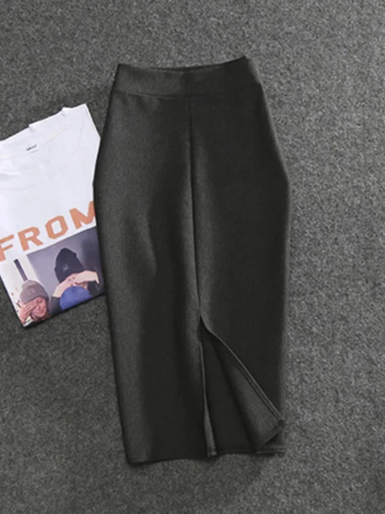 2026 New Women's Pencil Skirts Solid Pur High Waist Slim Skirt Fit Girl Summer Office Lady Elastic Female Sexy Tube Faldas PL211