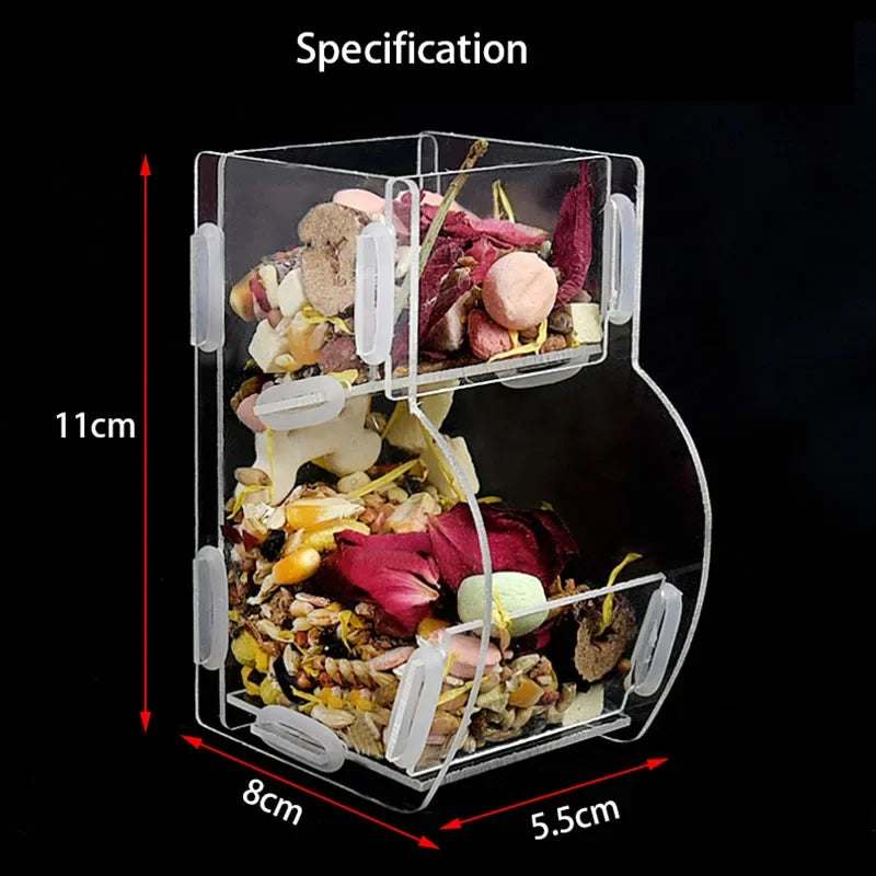 Automatic Acrylic Hamster Small Pets Food Feeding Bowl Plastic Rat Pet Dispenser Feeder Cage Food Bottle Pet Products Large