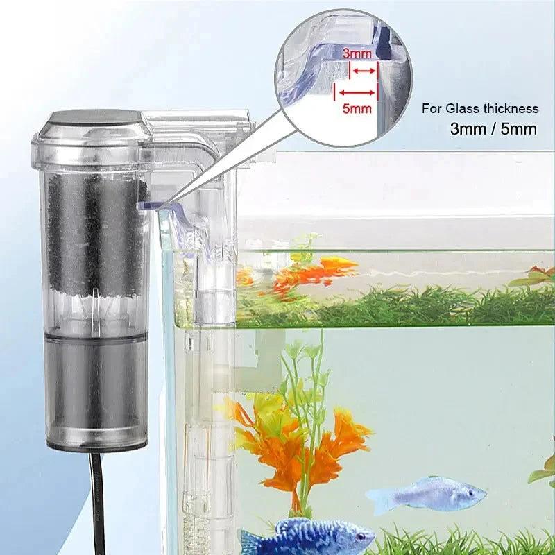 HOMEFISH New Suspended Filter For Fish Tanks, Mini Filter, USB, 2.5W, 250H/L Suitable For Fish Tanks Below 30cm, Aquariums