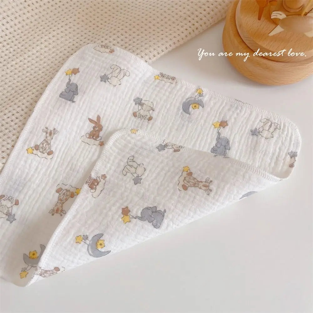 Cotton Baby Face Towel Square Infant Bib Soft Saliva Towel Floral Print Feeding Burp Cloths Children's Absorbent Handkerchief