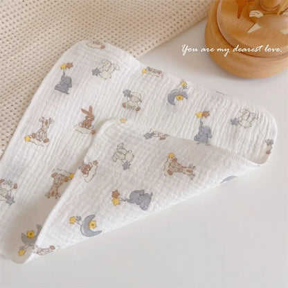 Cotton Baby Face Towel Square Infant Bib Soft Saliva Towel Floral Print Feeding Burp Cloths Children's Absorbent Handkerchief