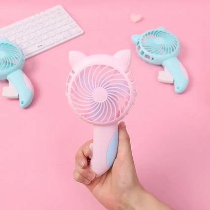 Portable Hand Pressure Fan Mini Handheld Fan Without Battery Cartoon Fan Summer Air Cooler Travel Home Fan Cute Cat Hand Fan
