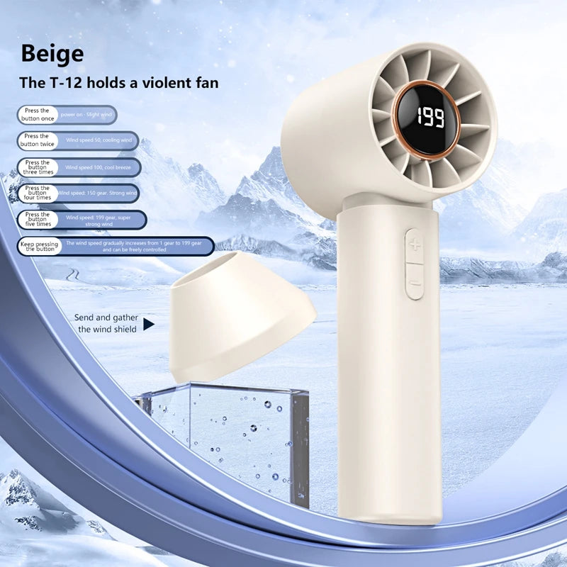 Lenovo 3000mah Handheld Fan LED Digital Display Electric Hand Fans Ice Compress High-Speed Cool USB Rechargeable 2026