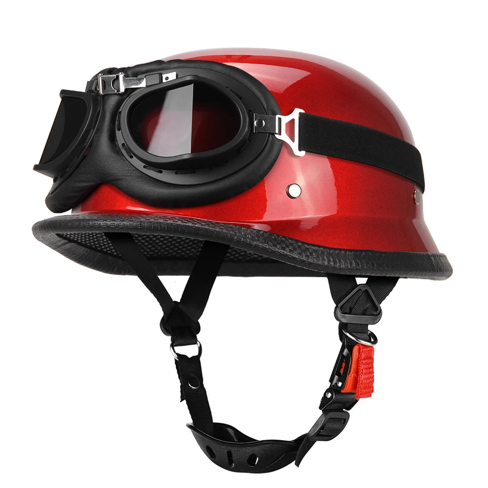 Motorcycle Half Helmet German Leather Vintage Helmet Casco Moto Motorcycle Open Face Helmet Biker Pilot DOT Certification S-XXL