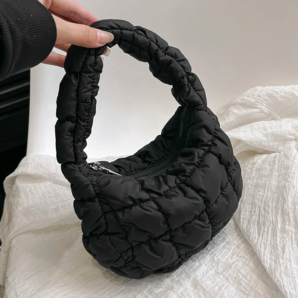 Mini Cloud Pleated Bags for Women Casual Quilted Handbag Nylon Padded Handle Bags Luxury Soft Puffy Bag Designer Underarm Bag