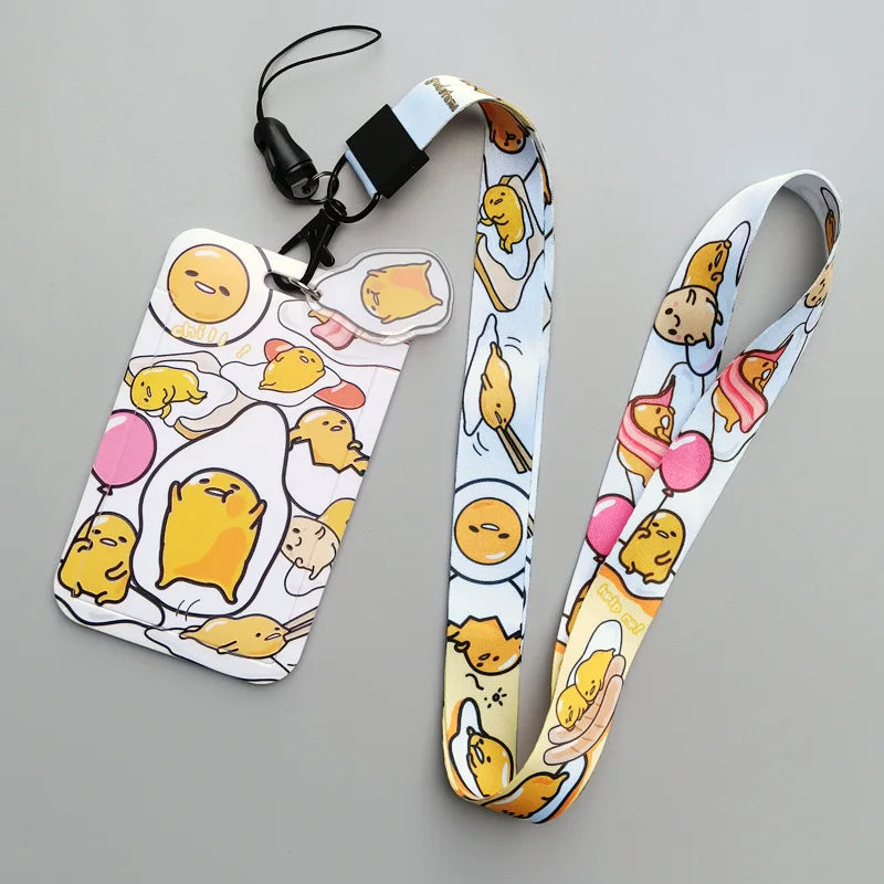 Gudetama ID Badge Holder Cartoon Lanyard Pendant Neck Strap Boys Girls Business Card Holder Keychain Accessories Kids Gifts