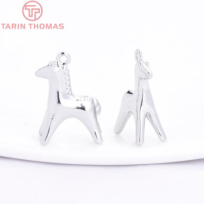 (10486) 6PCS 12x18MM 24K Gold Color Brass Horse Shaped Necklace Pendants Charms High Quality Jewelry Making Accessories