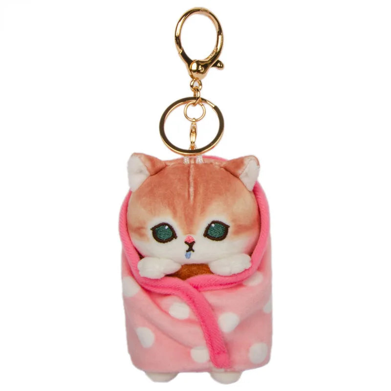 Soft Plush Keychain with Cute Cartoon Shark and Cat for Anime Fans Adorable Mofusand Figure