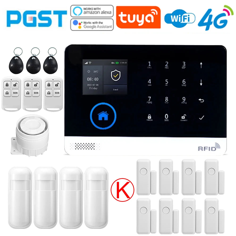 The new smart home security system in 2025, PG-103 4G Tuya APP wireless alarm system, WiFi GSM compatible with all 433MHz wirele