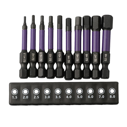 10Pcs Hex Head Wrench Drill Bit With Screwdrivers Bit Holder Set 1/4" Quick Release Shank Magnetic Screwdriver Bit Tools H1.5-H8