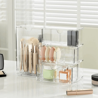Plastic Cosmetic Storage Box Large Capacity Transparent Drawer Style Storage Box with Drawers Dust-Proof Cosmetic Display Case