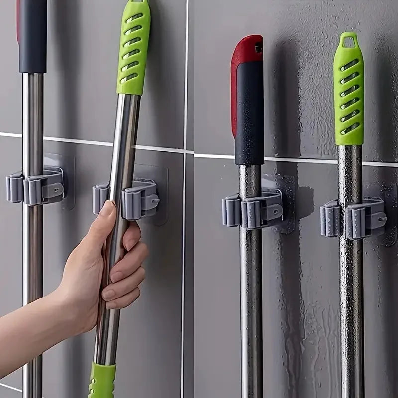 3pcs Acrylic Wall-Mounted Mop and Broom Holder Organizer for Home, Bathroom, Garden, Kitchen, Garage