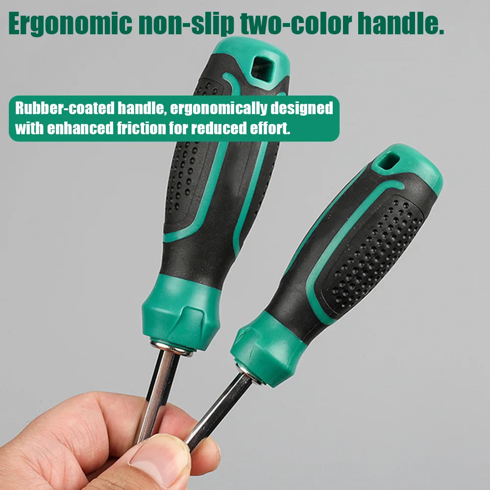 1 Piece 4×75mm Dual-Purpose Screwdriver, Phillips & Slotted Dual Head, Magnetic Multi-Functional Screwdriver for Household Use